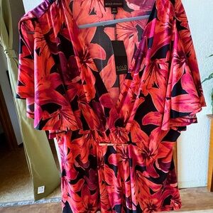 BOLD Elements Red and Pink Floral Blouse